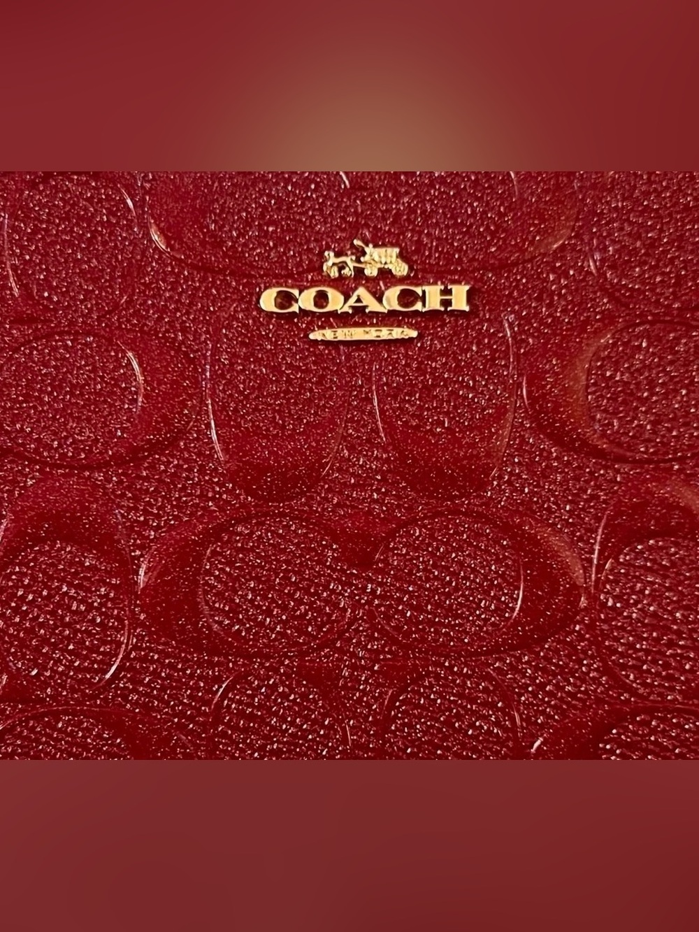 COACH Signature Debossed Chain Large Wristlet 19/ Shoulder Bag - Picture 14 of 15